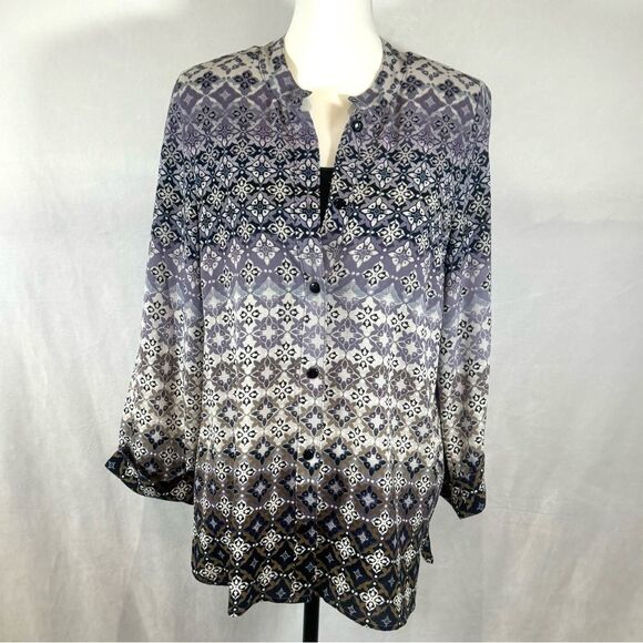 Vintage Rebecca Malone beautiful button down print top with cami size large - Picture 3 of 8